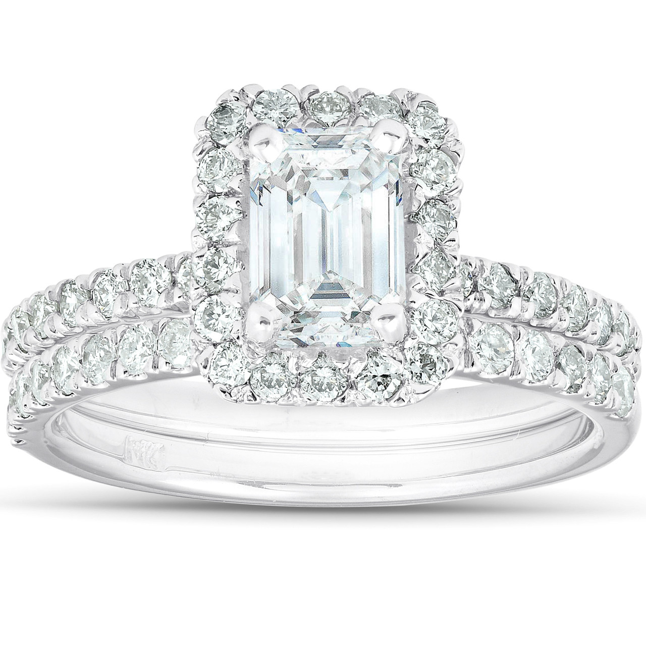 Emerald cut engagement ring on sale set