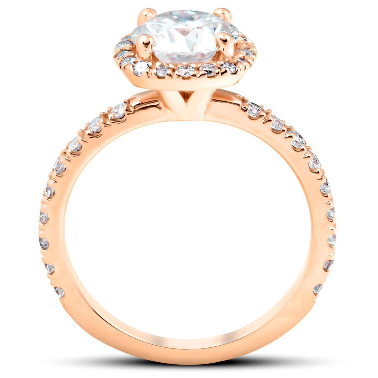 G Vs 2 Ct Moissanite Diamond Cushion Halo Engagement Ring 14k
