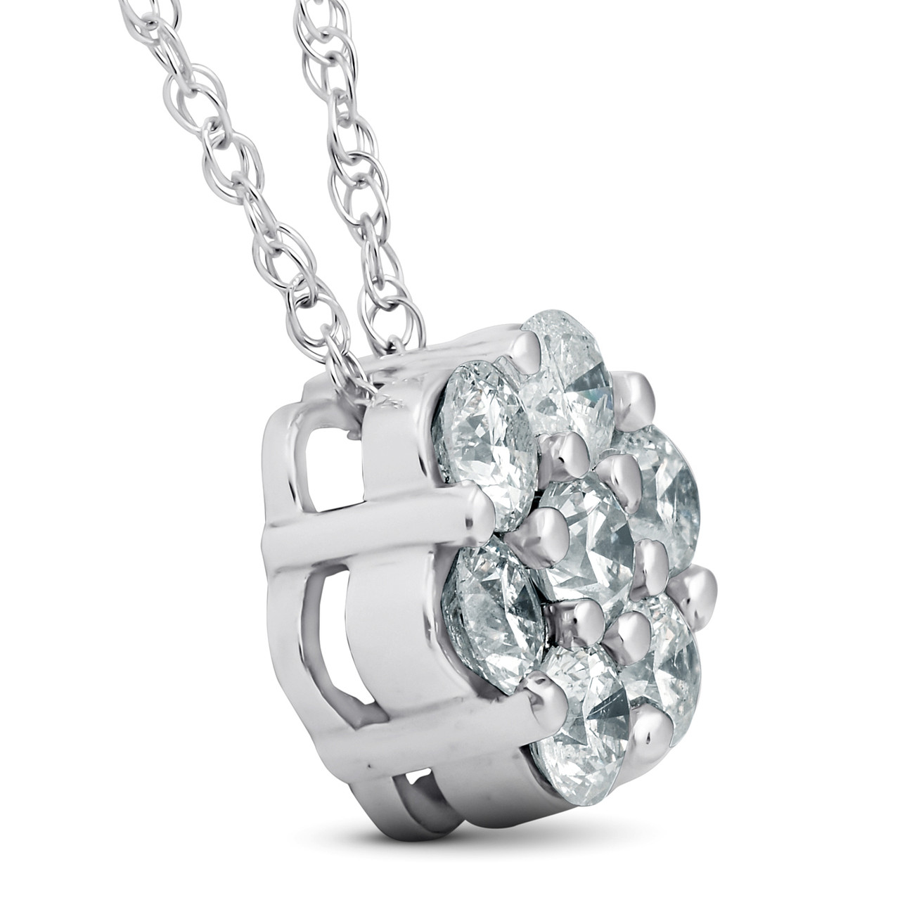 1Ct Diamond Pendant 14k White Gold (G-H, I1)