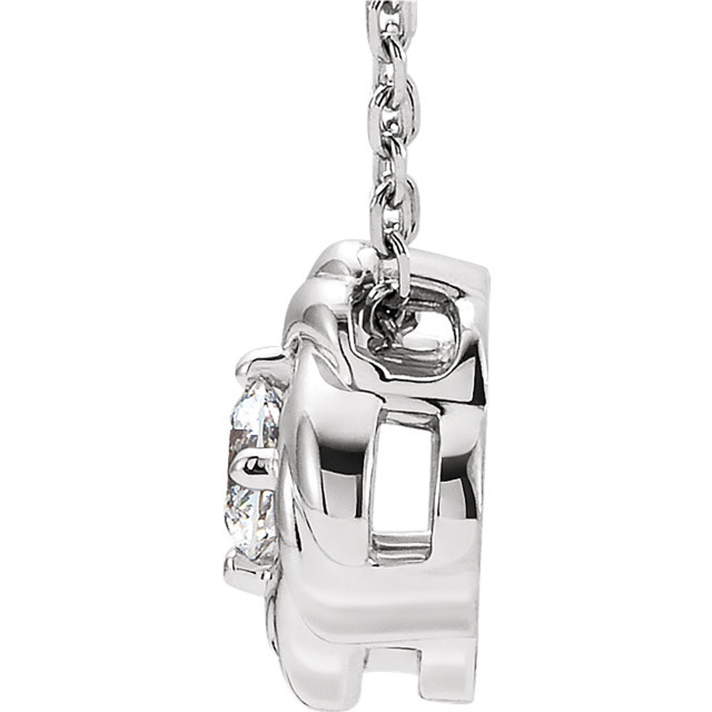 1/6 Ct Diamond Solitaire Knot Pendant 14k White Gold Necklace 7.8MM (G-H, I1)