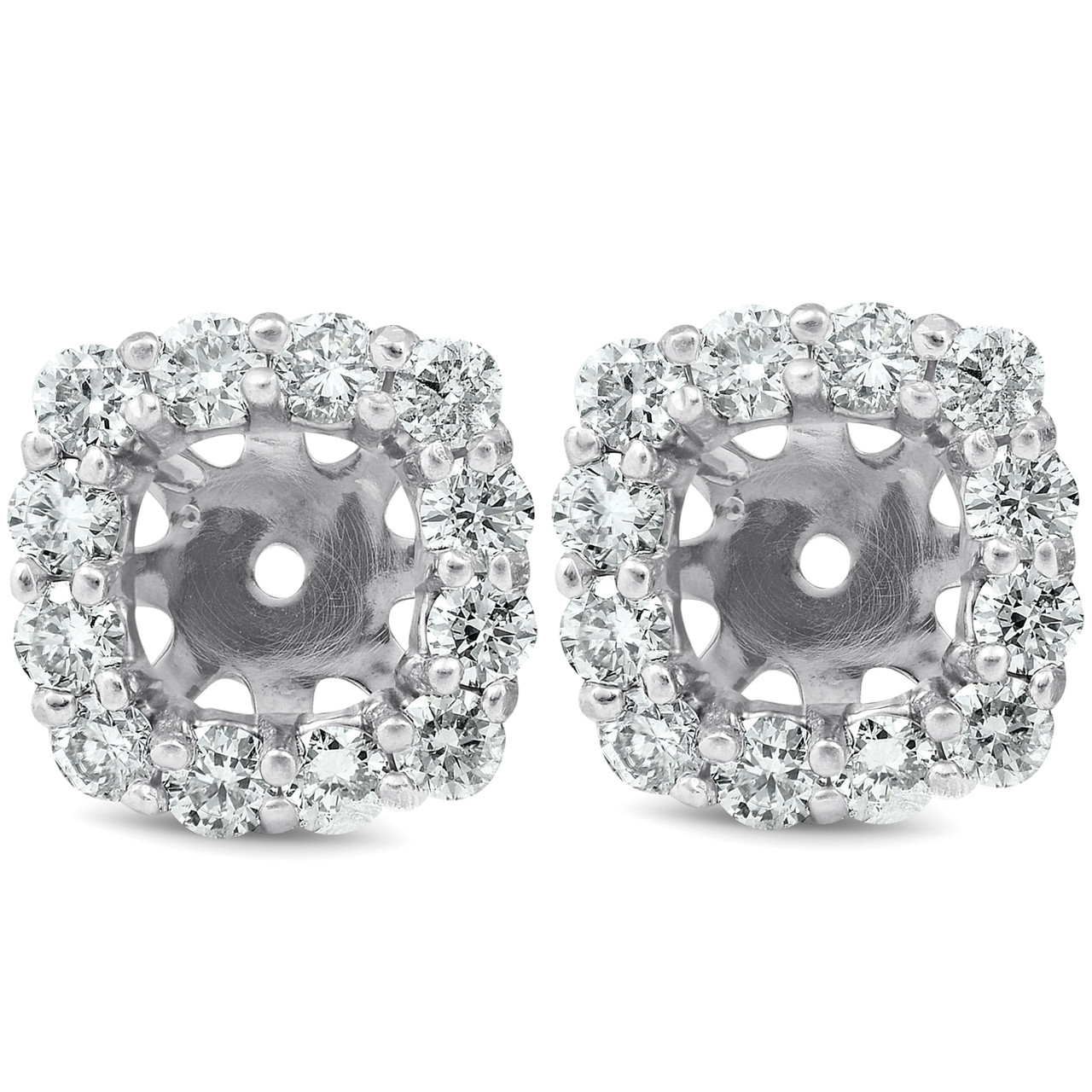3/4 Ct Diamond Stud Earring Cushion Halo Jackets 14k White Gold (5-5.5mm) (G-H, I1)