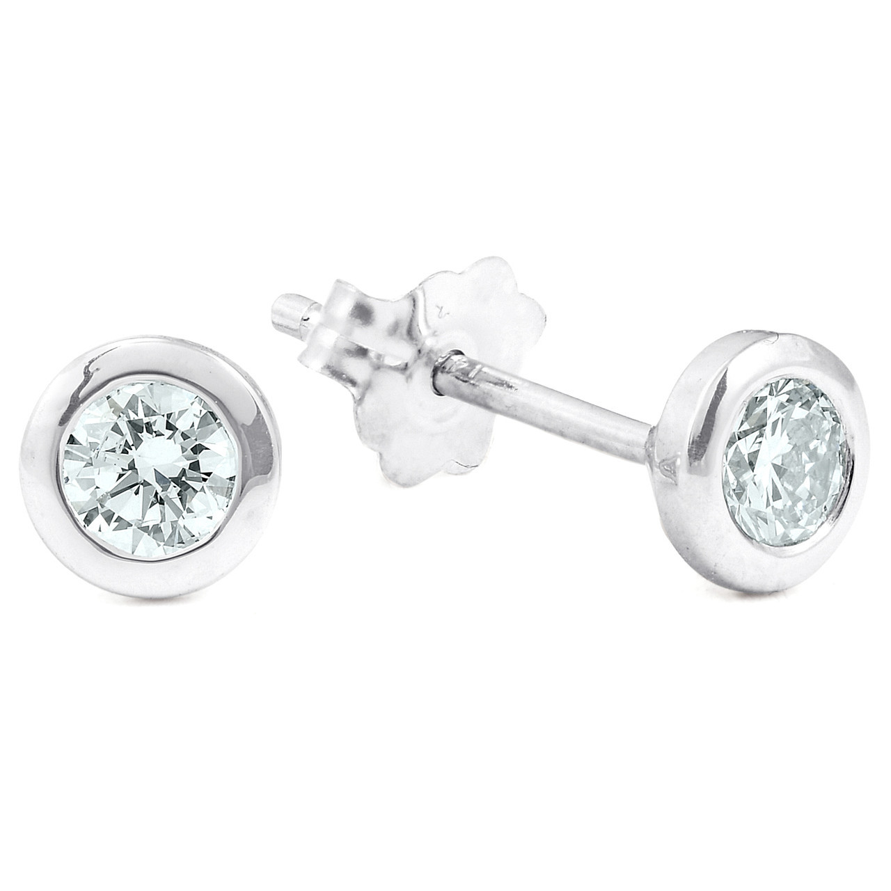 1 4 Ctw 14k White Gold Diamond Bezel Martini Stud Earrings Lab Grown