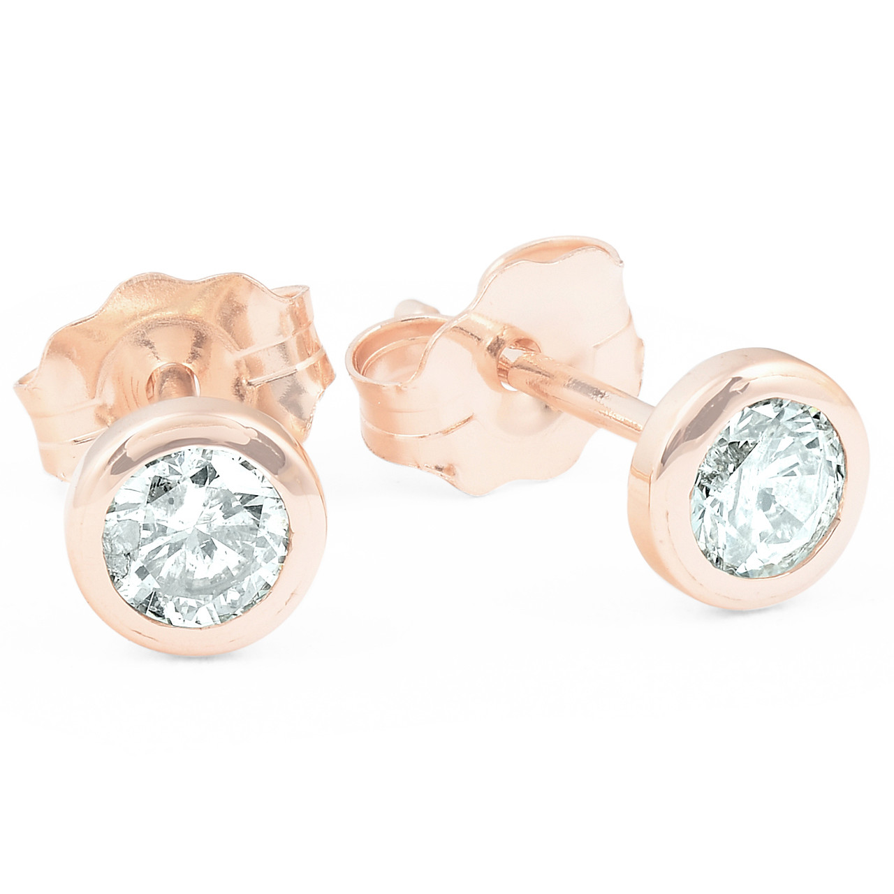 1/3 ctw 14k Rose Gold Diamond Bezel Martini Stud Earrings (I-J, I1) 1/3 ctw 14k Rose Gold Diamond Bezel Martini Stud Earrings (I-J, I1)