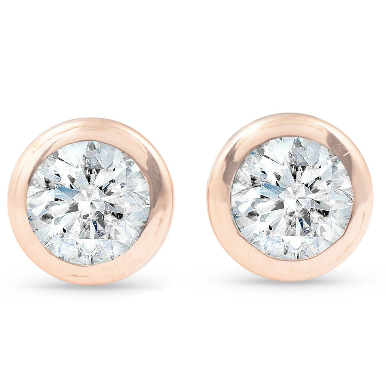 1/3 ctw 14k Rose Gold Diamond Bezel Martini Stud Earrings