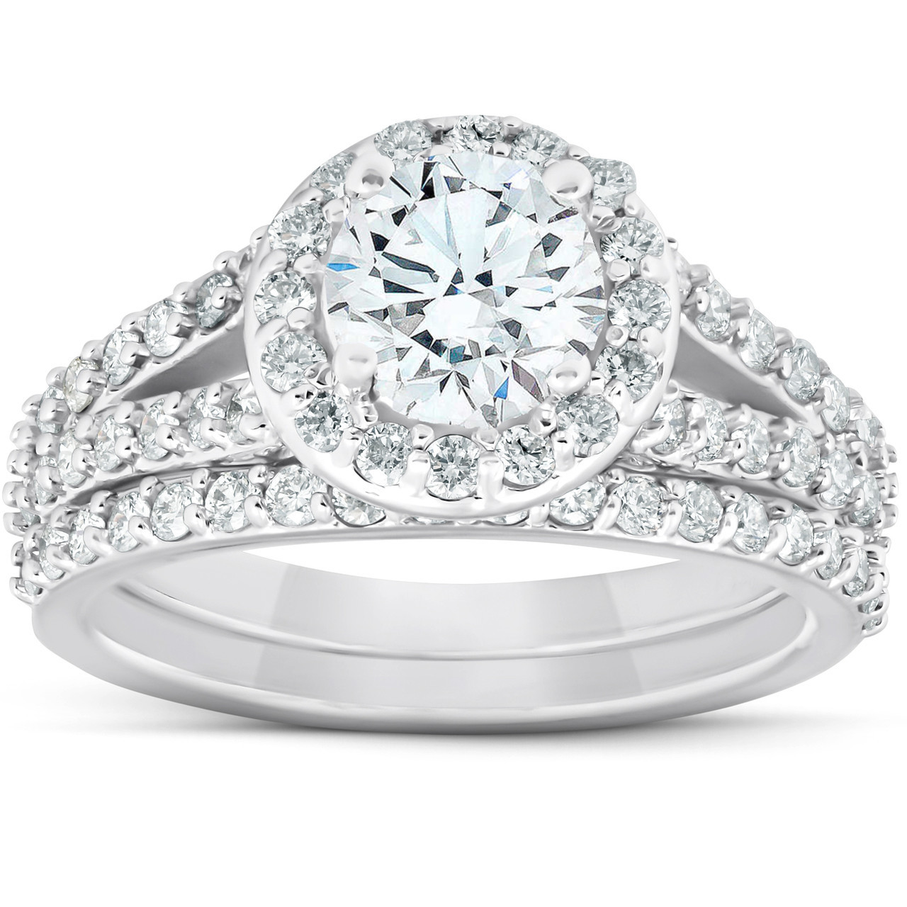 2 Ct Diamond Multi Row Engagement Wedding Ring 14k White Gold Lab Grown (F-G, VS) 2 Ct Diamond Multi Row Engagement Wedding Ring 14k White Gold Lab Grown (F-G, VS)