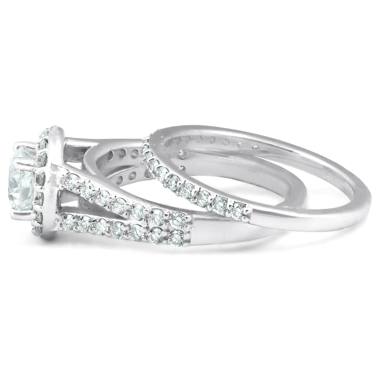 Silver 14k platinum Plate Engagement & Wedding Ring 5.5 
