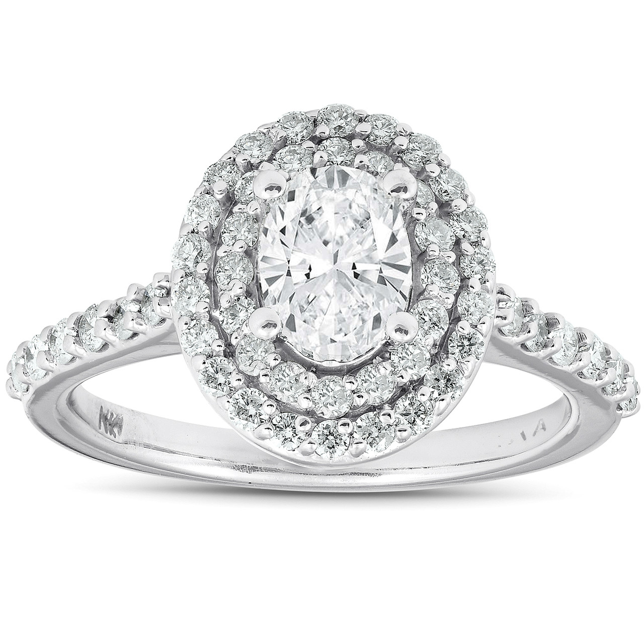 1.75Ct Oval Diamond Double Halo Engagement Ring 14k White Gold Lab Grown (F-G, VS)