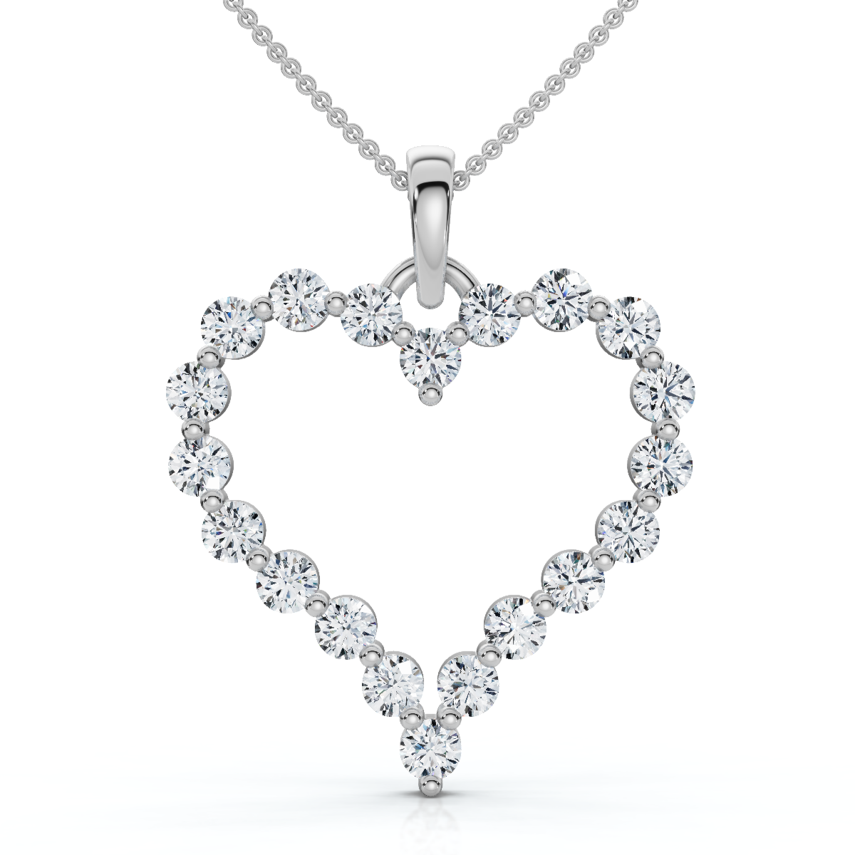 1ct Diamond Heart Shaped Pendant 14K White Gold New (G-H, I1)