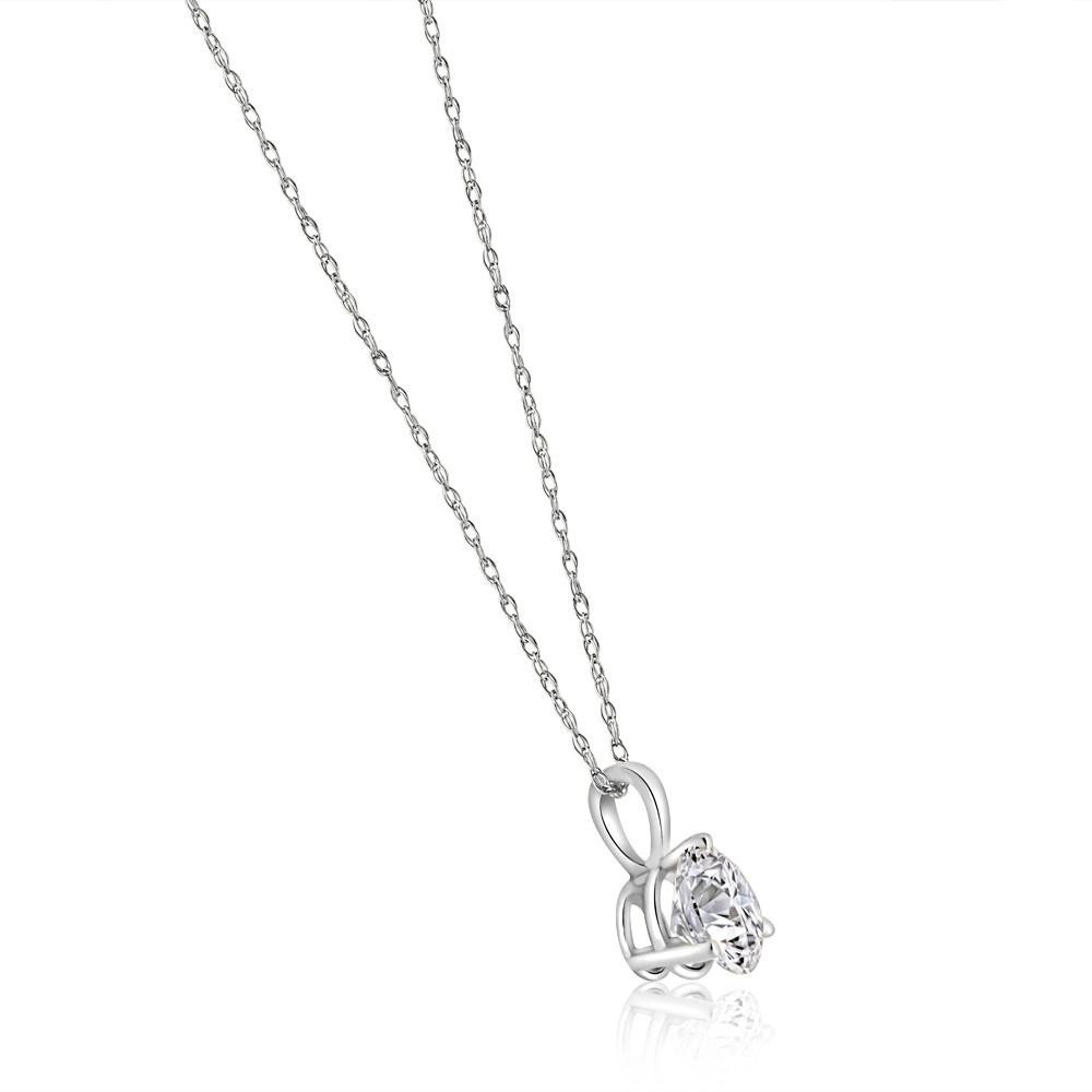 VS 1Ct Round Genuine Moissanite 3-Prong Martini Solitaire Pendant 14k White Gold (H-I, VS)