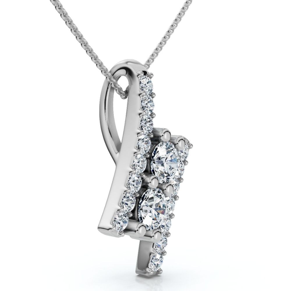 1/2Ct Forever Us Two Stone Diamond Pendant 14K White Gold 3/4" Tall (I-J, I1)