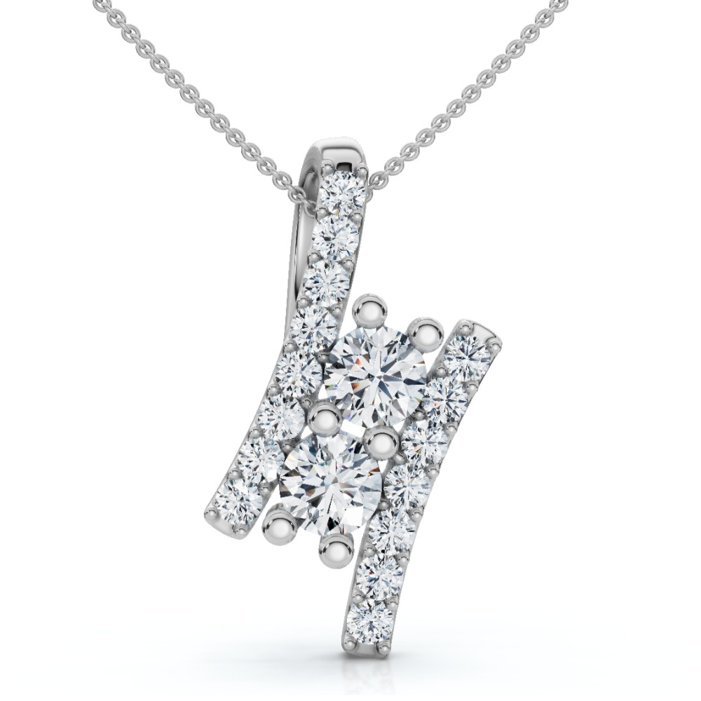 1/2Ct Forever Us Two Stone Diamond Pendant 14K White Gold 3/4" Tall (I-J, I1)