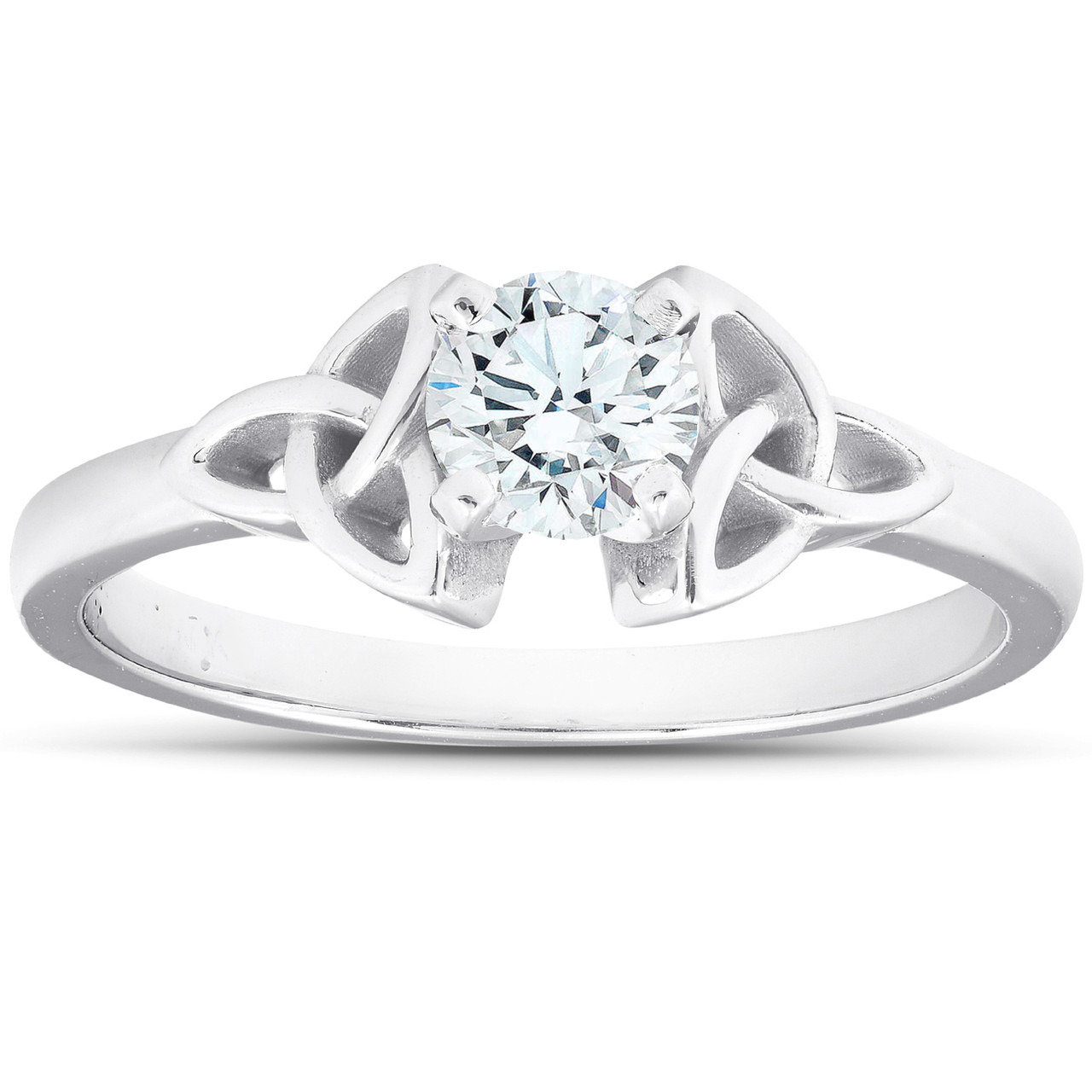 5/8 Ct Diamond Solitaire Celtic Engagement Ring 14k White Gold (G-H, I1)