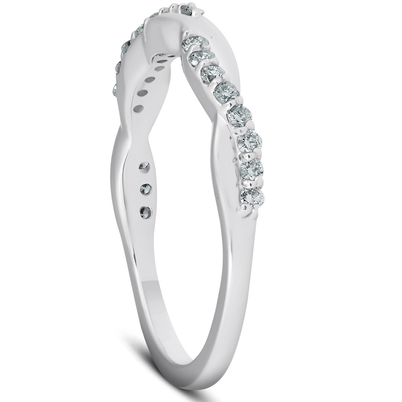 1/5Ct Diamond Infinity Wedding Ring Womens 14k White Gold Interwoven Stack Band (H-I, I1)
