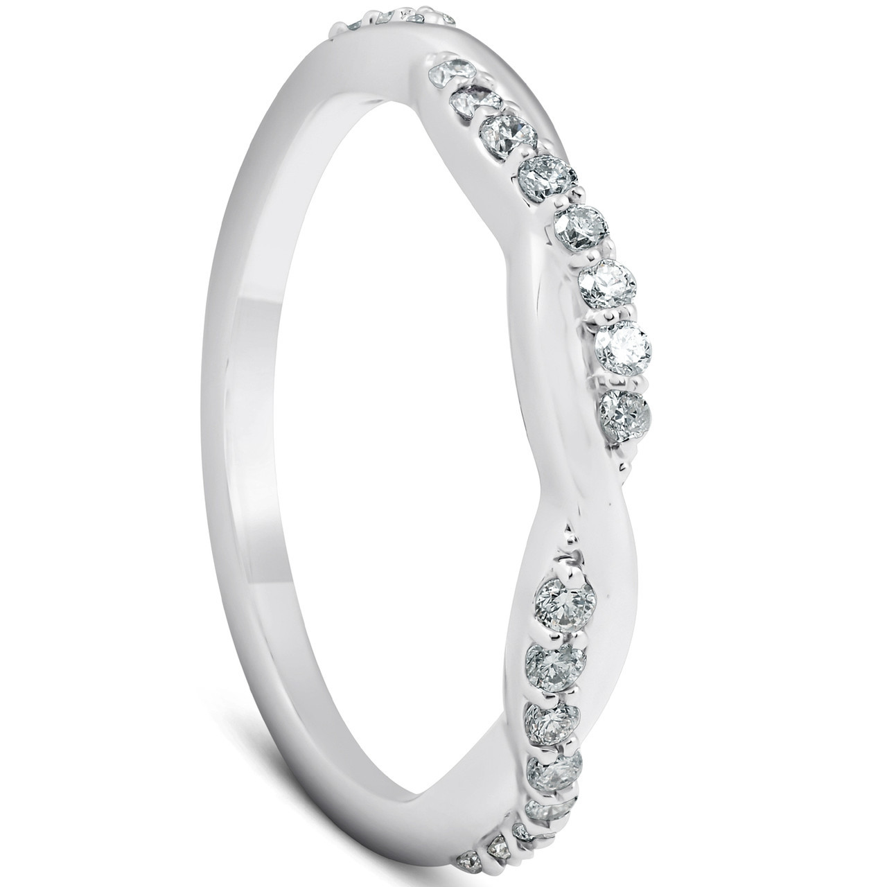 1/5Ct Diamond Infinity Wedding Ring Womens 14k White Gold Interwoven Stack Band (H-I, I1)