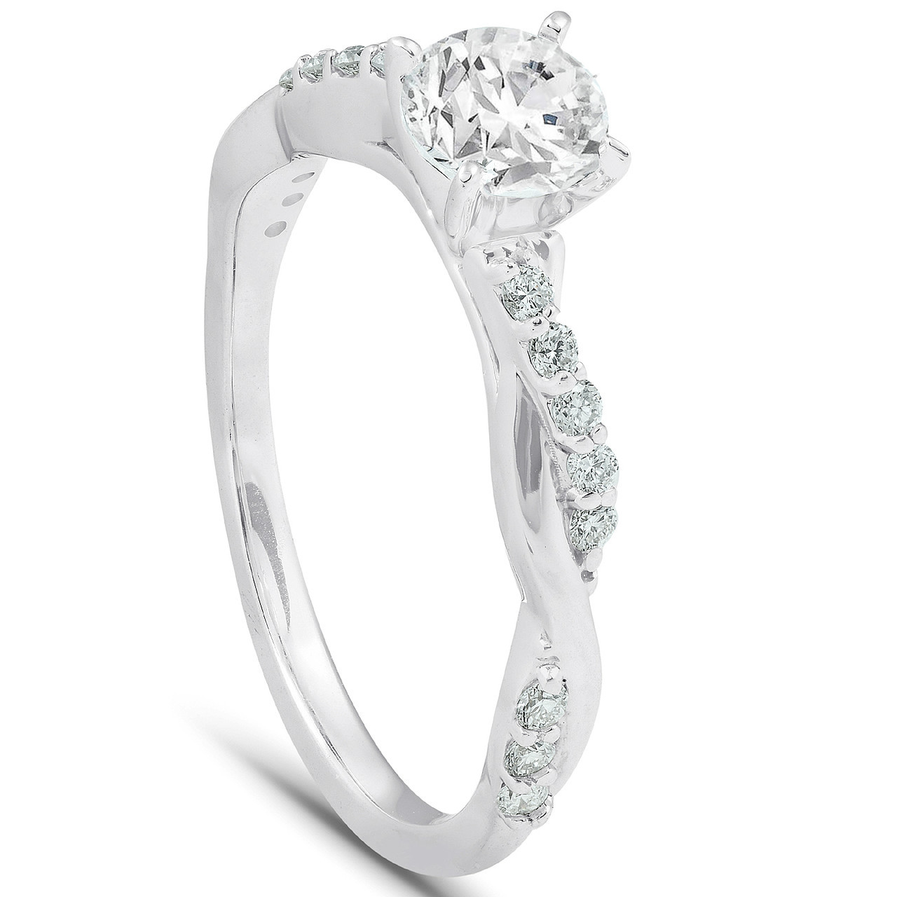 1/2Ct Diamond Infinity Engagement Ring Womens 14k White Gold Interwoven Band (H-I, I1)