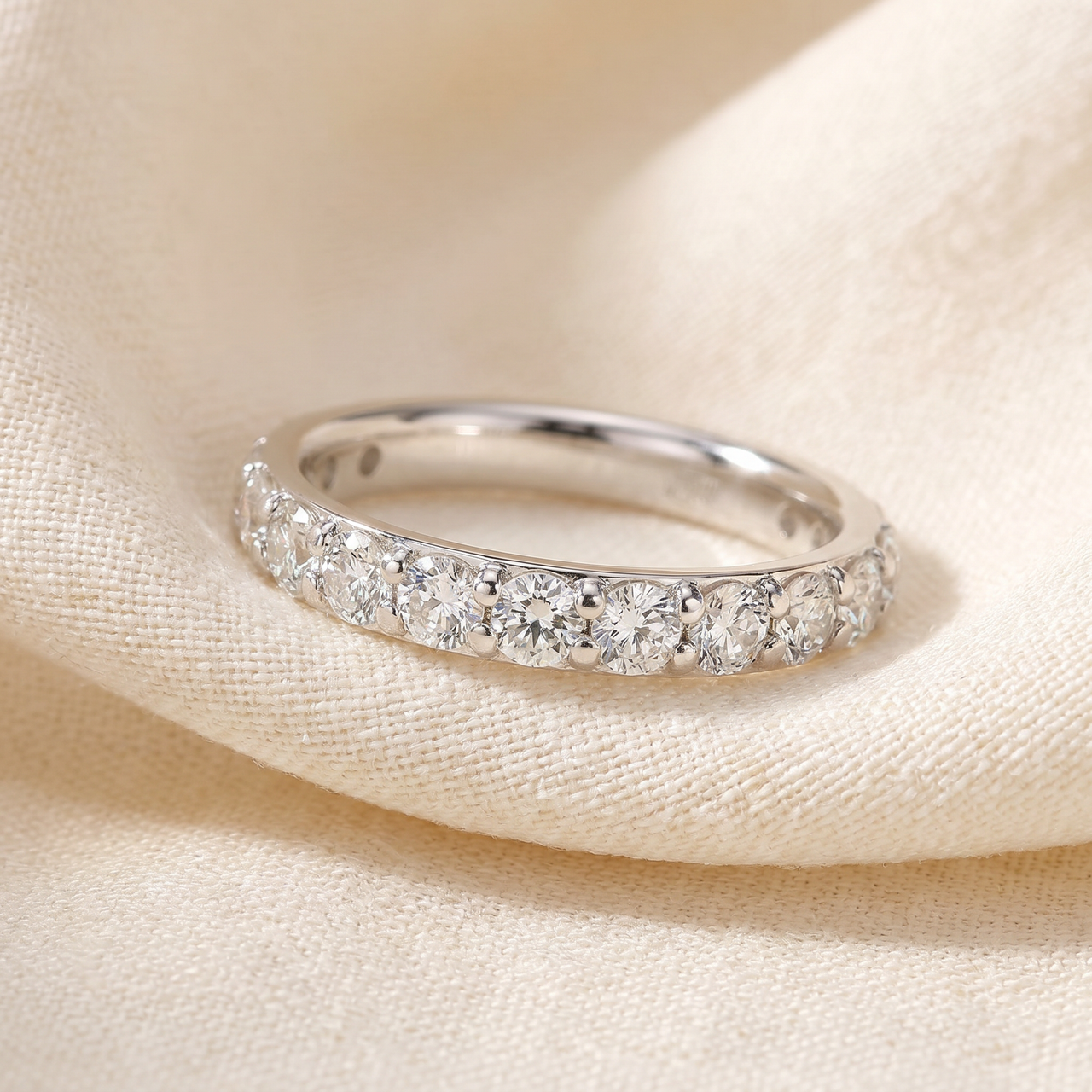 1 1/2 Ct Diamond Wedding Ring 14k White Gold Stackable Anniverary Band (H-I, I1)