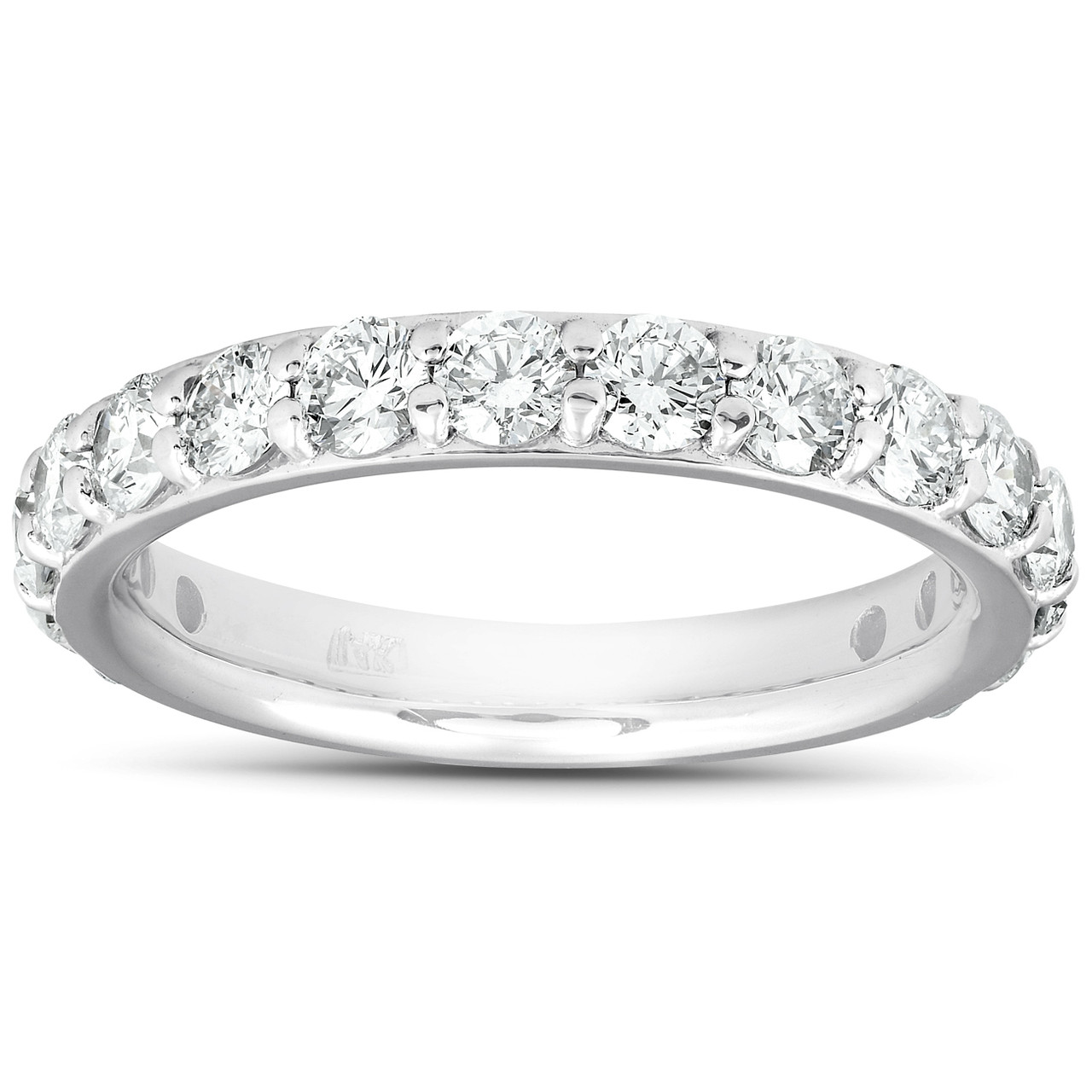 1 1/2 Ct Diamond Wedding Ring 14k White Gold Stackable Anniverary Band (H-I, I1)