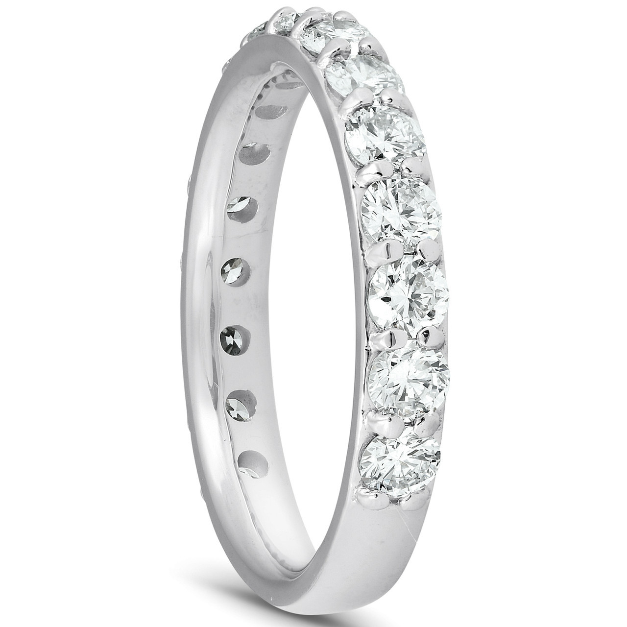 1 1/2 Ct Diamond Wedding Ring 14k White Gold Stackable Anniverary Band (H-I, I1)
