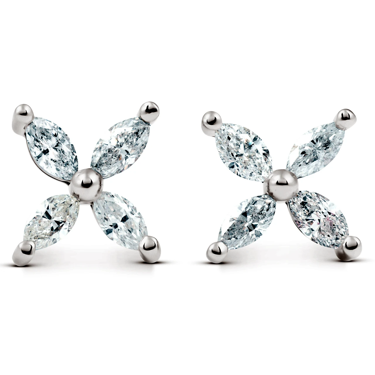 5/8ct Diamond Eight-Stone Marquise Studs 14K White Gold Womens Earrings (G-H, SI)