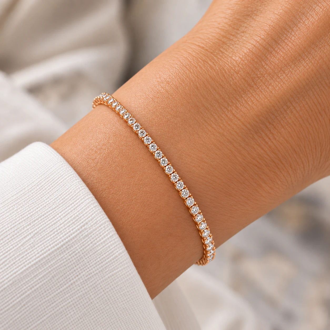 4ct Diamond Tennis Bracelet 14K Rose Gold 7" (G-H, I2-I3)