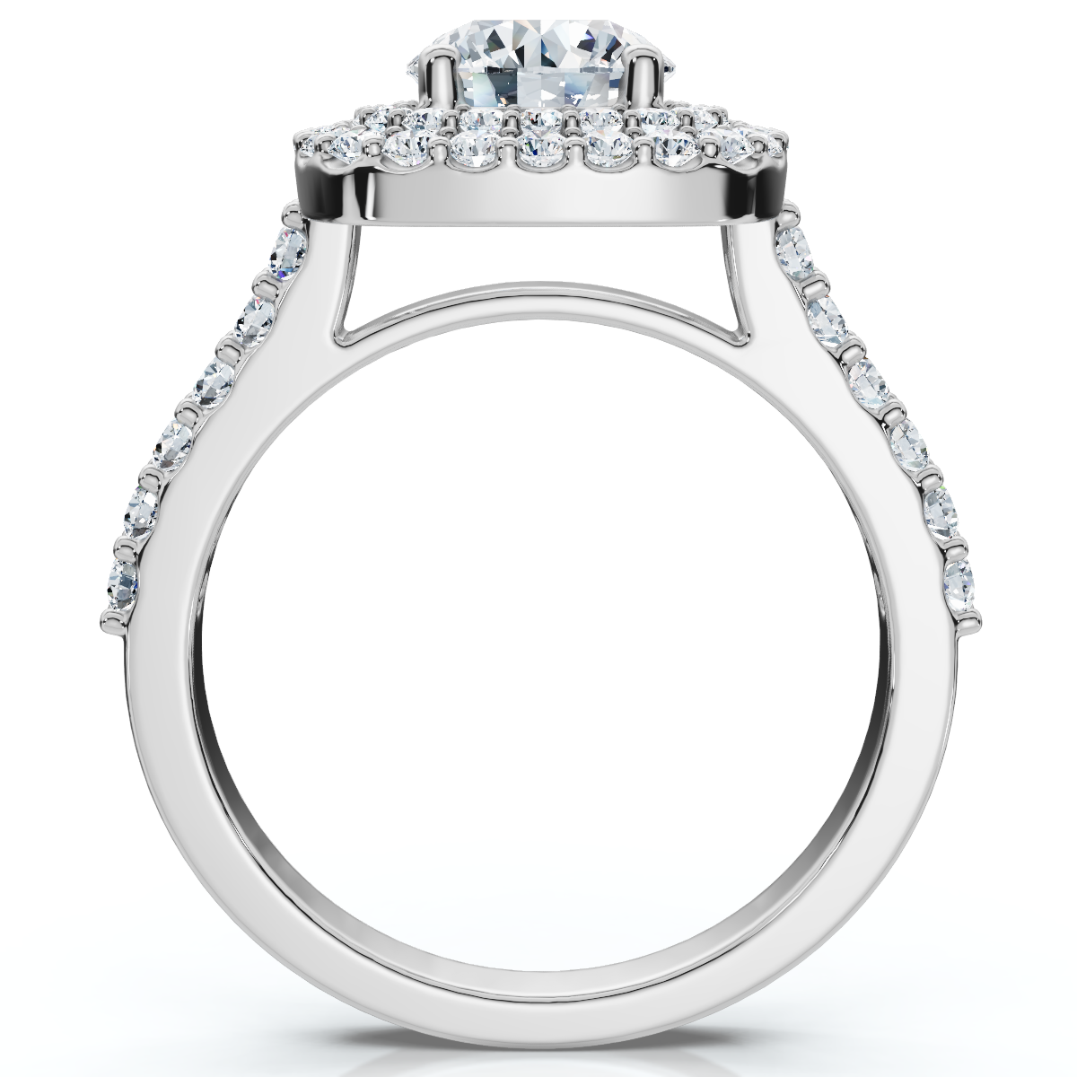 2 1/4 Ct Diamond & Moissanite Cushion Halo Engagement Ring 14k White Gold (H-I, SI)