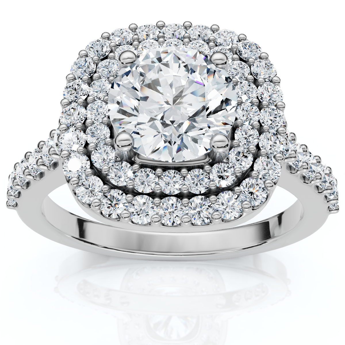 2 1/4 Ct Diamond Cushion Halo Engagement Ring 14k White Gold Lab grown (G-H, VS)