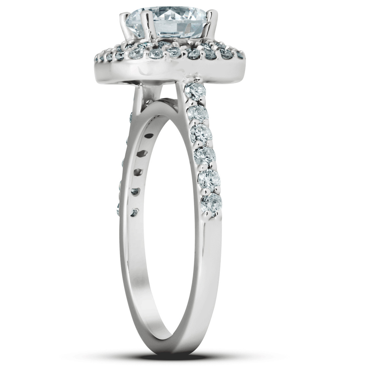 2 1/4 Ct Diamond Cushion Halo Engagement Ring 14k White Gold Lab grown (G-H, VS) 2 1/4 Ct Diamond Cushion Halo Engagement Ring 14k White Gold Lab grown (G-H, VS)