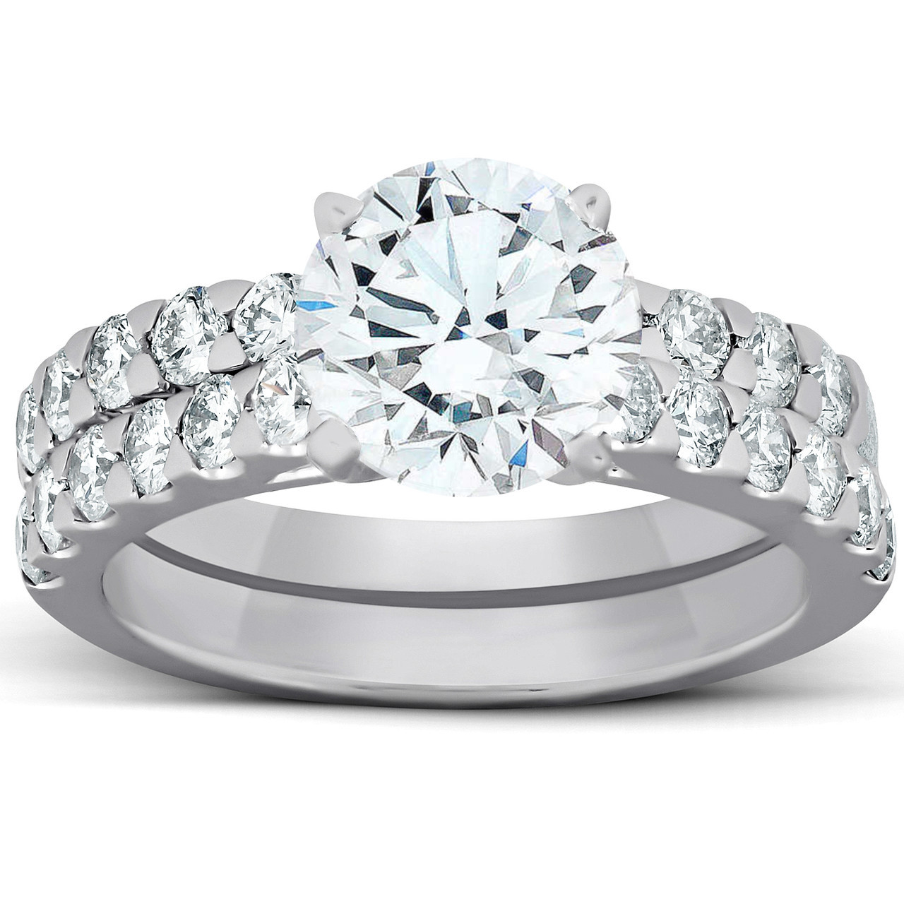 3 Ct Diamond Engagement Ring 14k White Gold (H-I, SI)