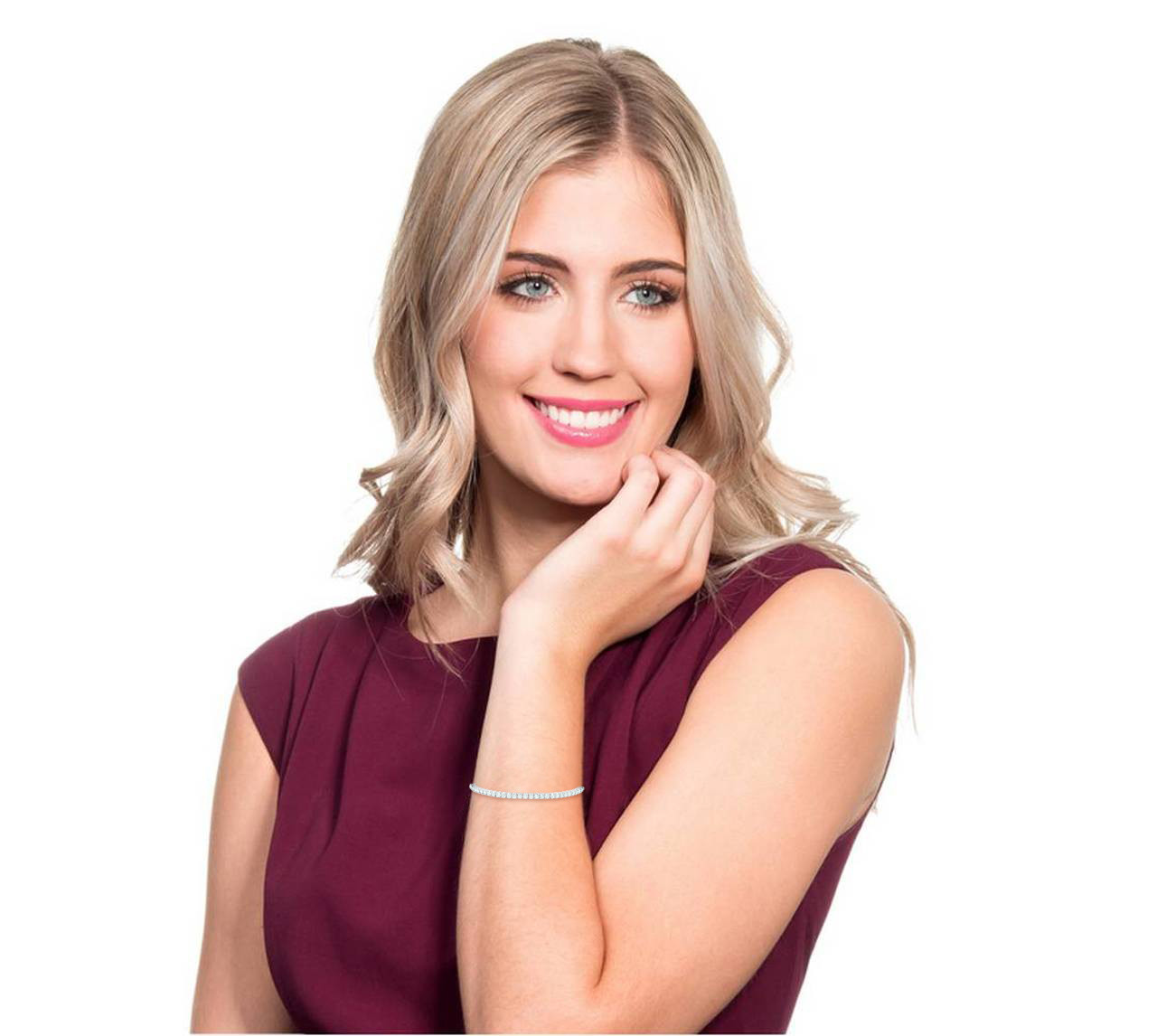 F/SI 4.28 Ct Diamond Tennis Bracelet 14k White Gold 7" (F-G, SI)