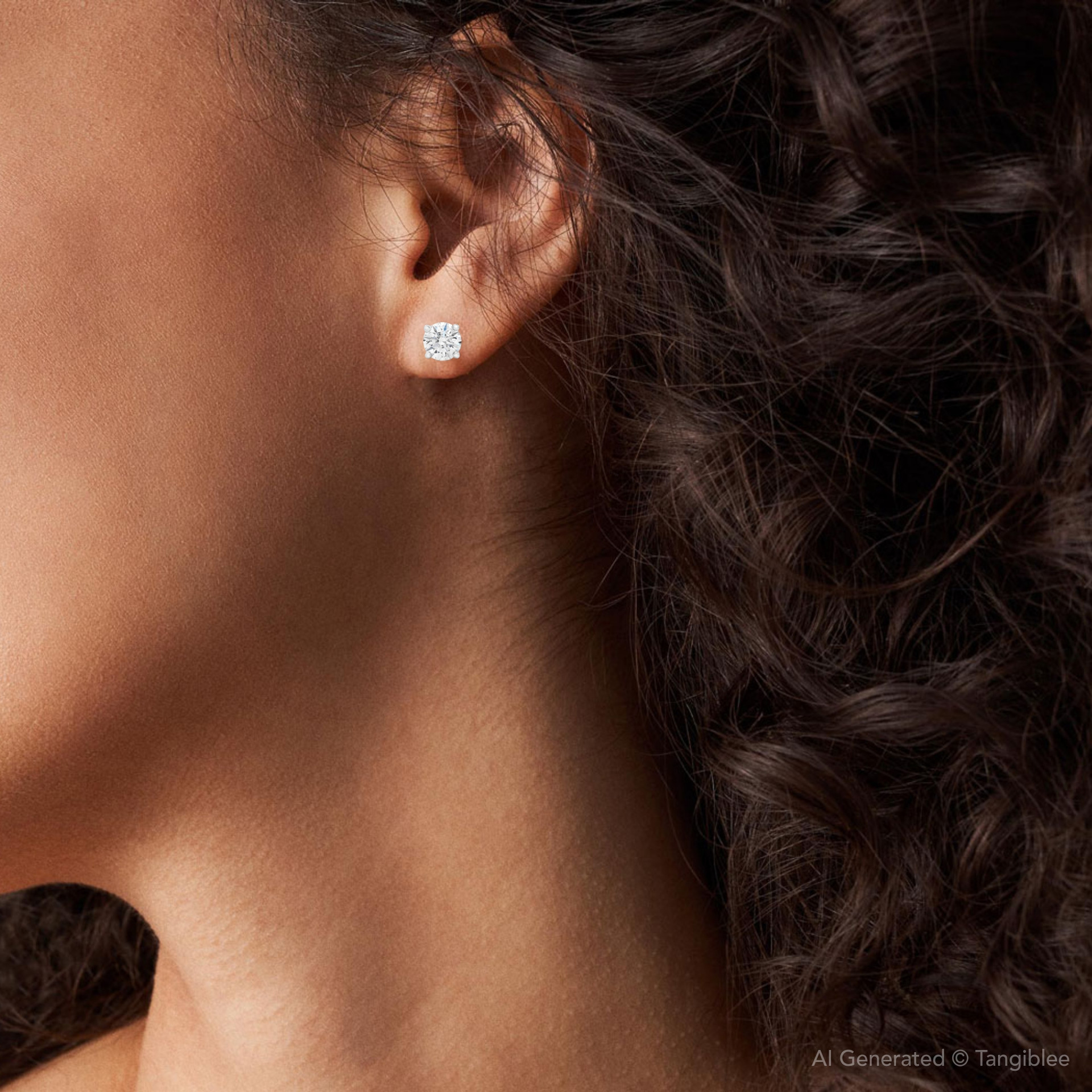 White gold diamond studs screw back Clearance