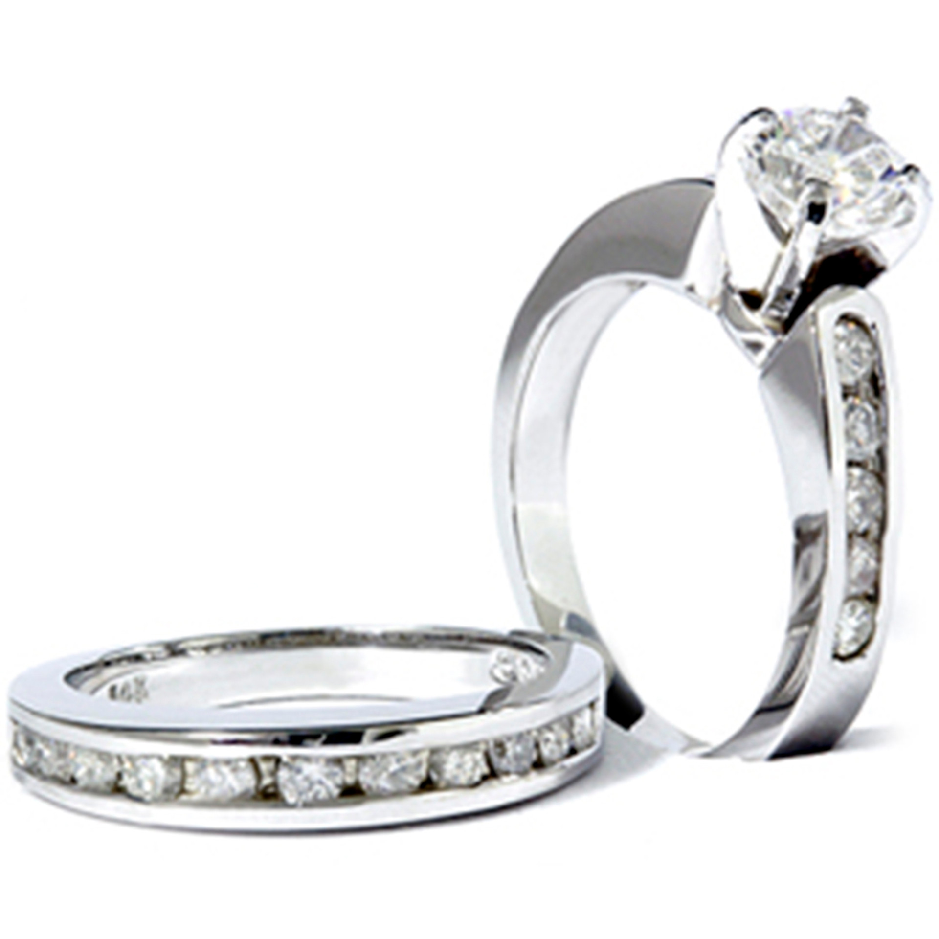 2 Carat Diamond Solitaire Engagement Ring Matching Wedding Band White ...
