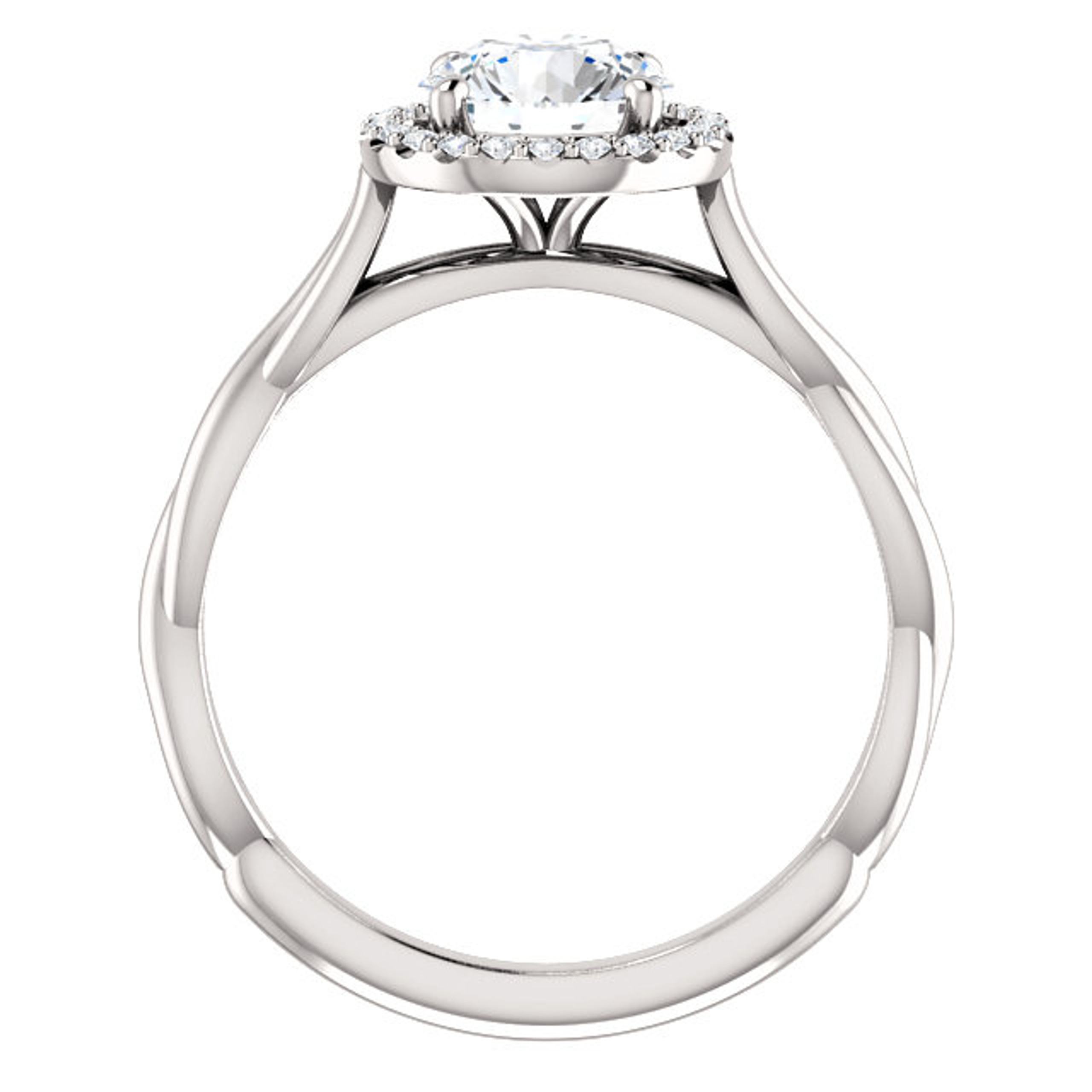 1ct Diamond Halo Vintage Solitaire Round Cut Intertwined Band 14k White ...