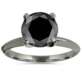 2ct Black Diamond Solitaire Engagement Ring 14K Black Gold