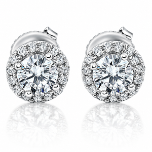 1/4 Ct Halo Diamond Studs 10K White Gold (G-H, I1)