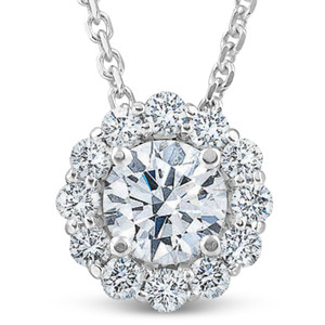 1 1/2Ct Diamond (1ct center) Halo Pendant 14k White Gold Necklace (G-H, SI)