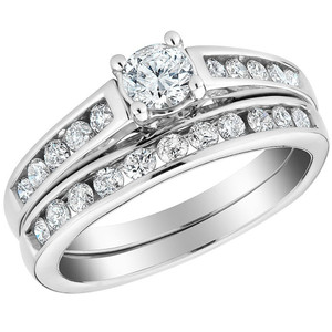 1/2 Ct Diamond Engagement Wedding Ring Set 10k White Gold (H-I, I1)