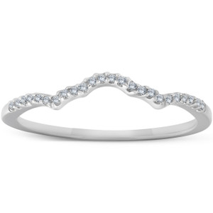 1/8 Ct Diamond Contoured Womens Wedding Anniversary Ring 14k White Gold Band (H-I, I1)