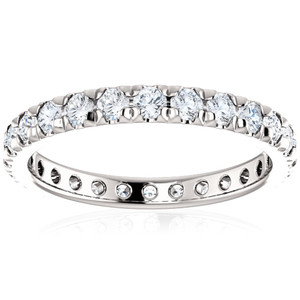 1 Ct Diamond Wedding Eternity Ring 14k White Gold (H-I, I1)