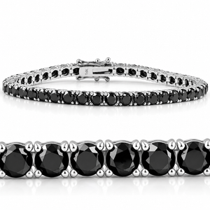 Pompeii3 14k White Gold Black Diamond Round-Cut Tennis Bracelet 11 1/2Ct 7" (Black, I2-I3)