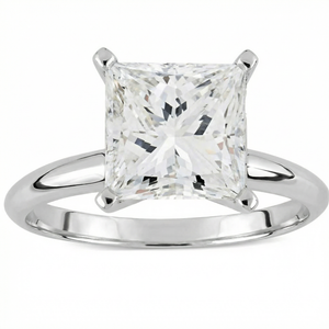 Certified 3 Ct Princess Cut Diamond Solitaire Engagement Ring 14k Gold Lab Grown (G-H, SI)