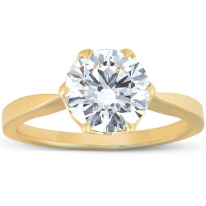 2 Ct Moissanite Solitaire Engagement Ring 14k Yellow Gold (G-H, VS)