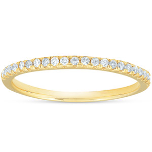 1/5CT Lab Grown Diamond Wedding Ring Womens Stackable Band 10k Yellow Gold (H-I, I1)