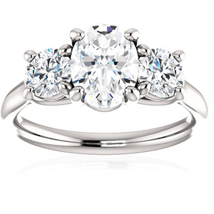 1 3/4 Ct Moissanite & Lab Grown Diamond 3 Stone Engagement Ring 10k White Gold (G-H, VS)