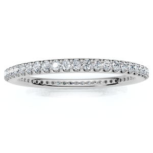 1/2 Ct Lab Grown Diamond EX3 Eternity Ring Womens Bad 14k White Gold (G-H, SI)