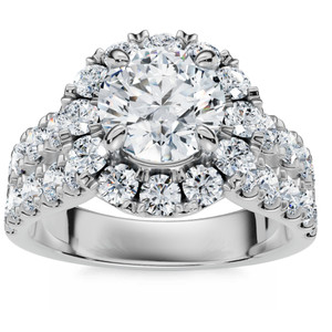 2 1/2 Ct Halo Round Diamond Double Row Engagement Ring 10k White Gold Lab Grown (G-H, VS)