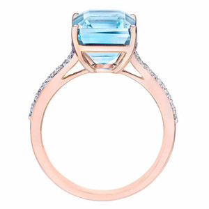 Aquamarine (11x9mm) & Diamond 14k Rose Gold Ring (G-H, I1)