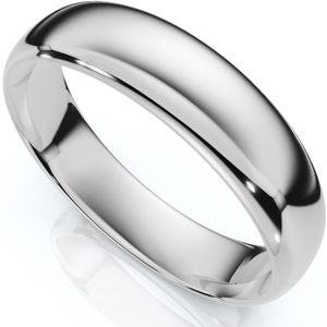 5mm Dome High Polished Wedding Band 14K White Gold