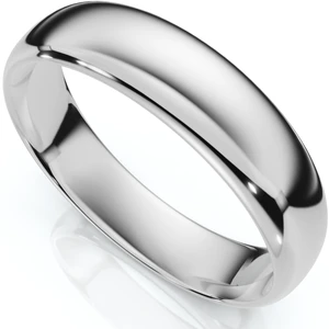 5mm Dome High Polished Wedding Band 14K White Gold