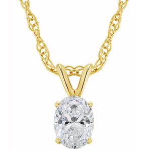 1/3Ct Lab Grown Oval Diamond Solitaire Pendant Yellow Gold Necklace (F-G, VS)
