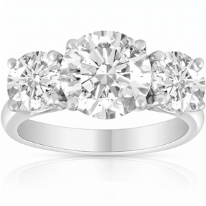 3 1/4 Ct Three Stone Diamond Engagement Ring 14k White Gold (G-H, SI)